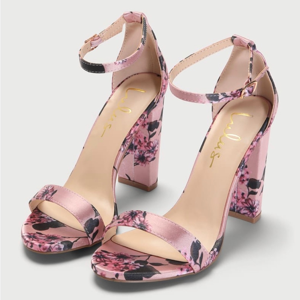 Lulu’s Pink Floral Heels NWT